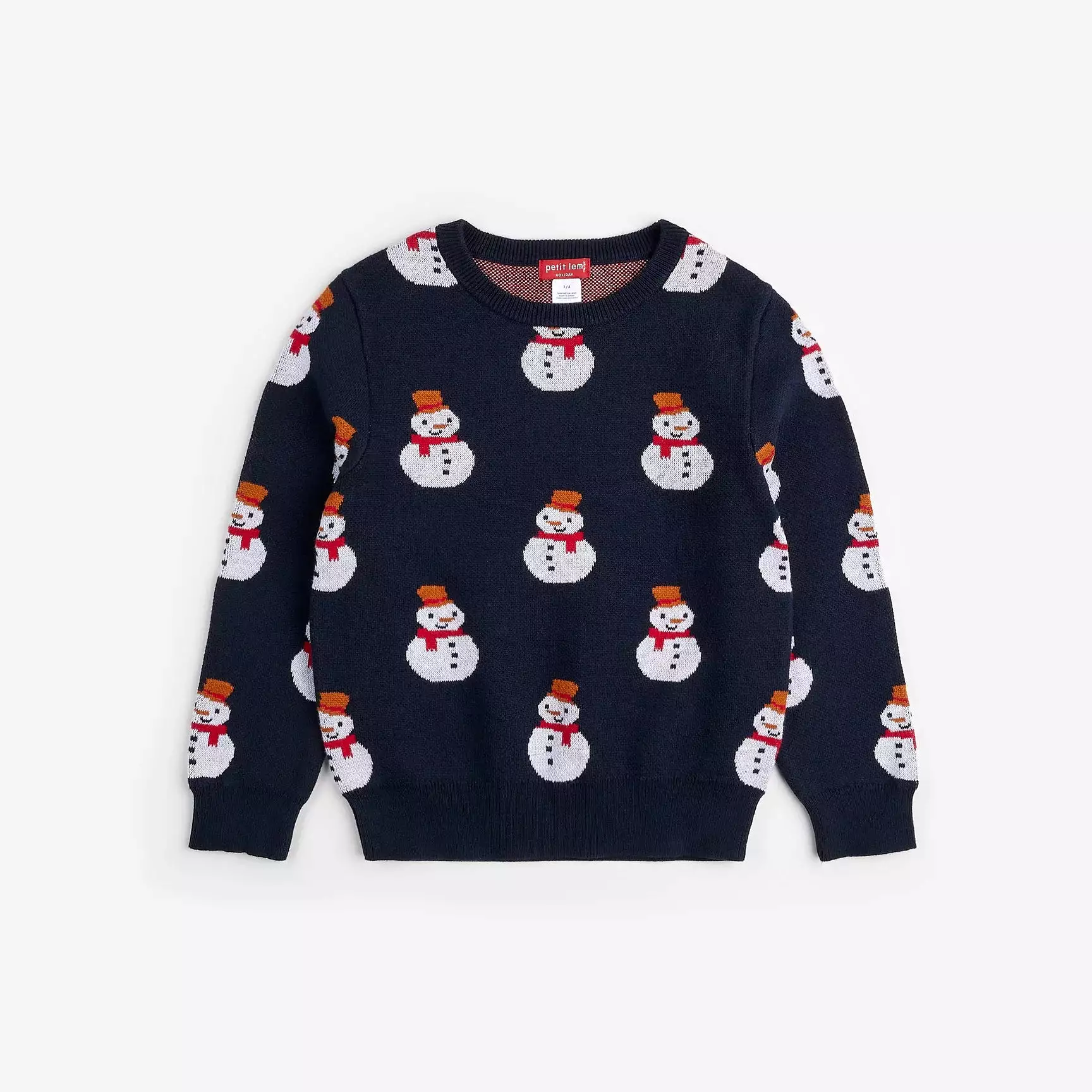 Petit Lem - Snowman on Dress Blue Knit Sweater