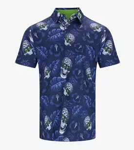 PINEAPPLE SKULL POLO - NAVY / LIME