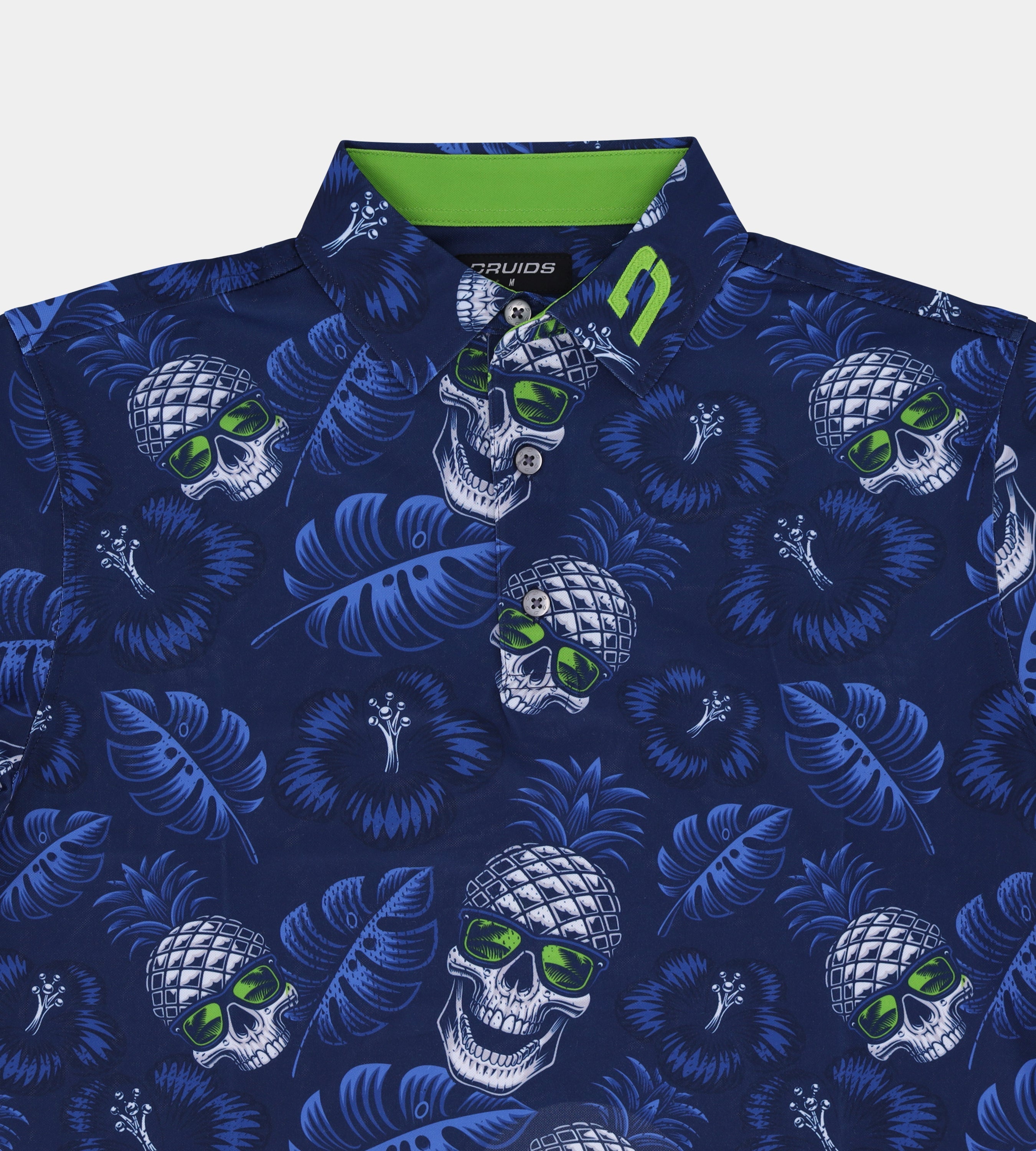 PINEAPPLE SKULL POLO - NAVY / LIME