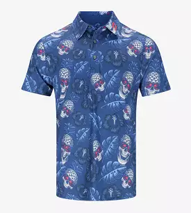 PINEAPPLE SKULLZ 2.0 POLO - NAVY / CORAL