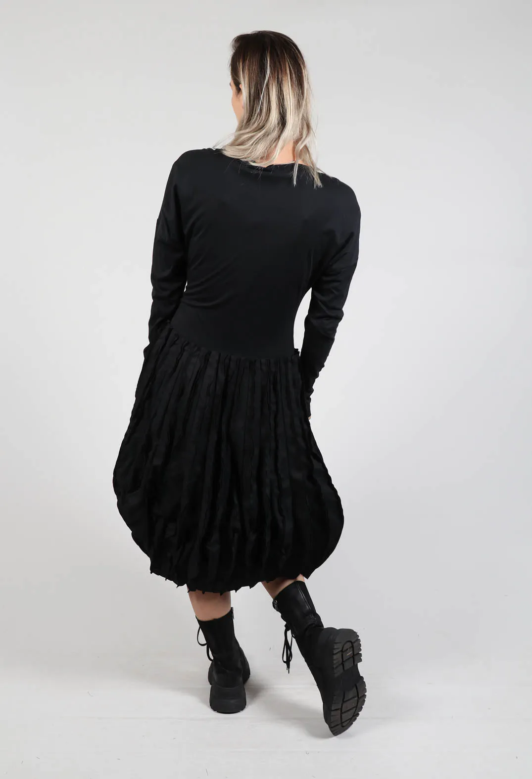 Pleated Skirt Dress in Black