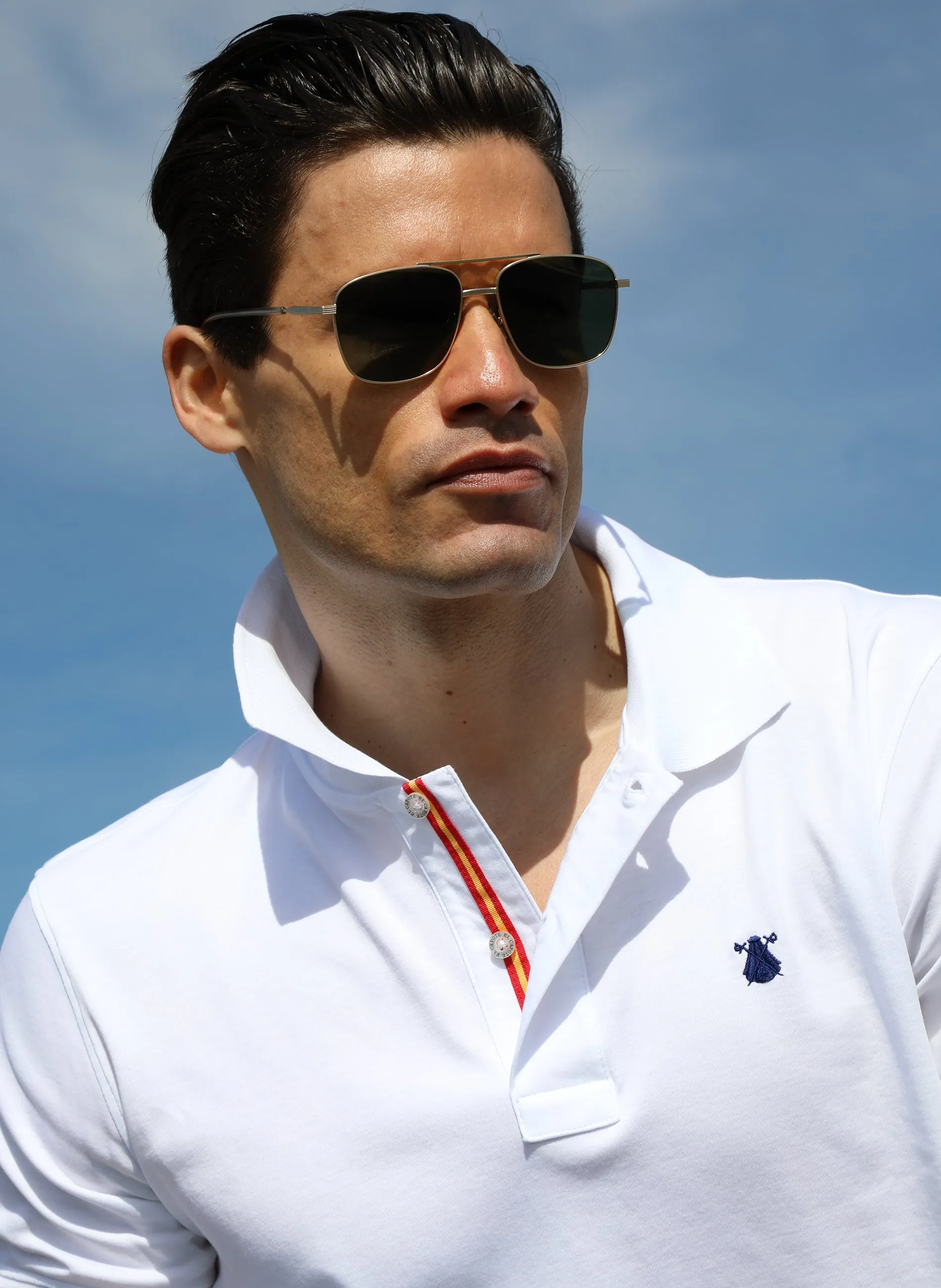 Polo Hombre Blanco Espaa Interlock