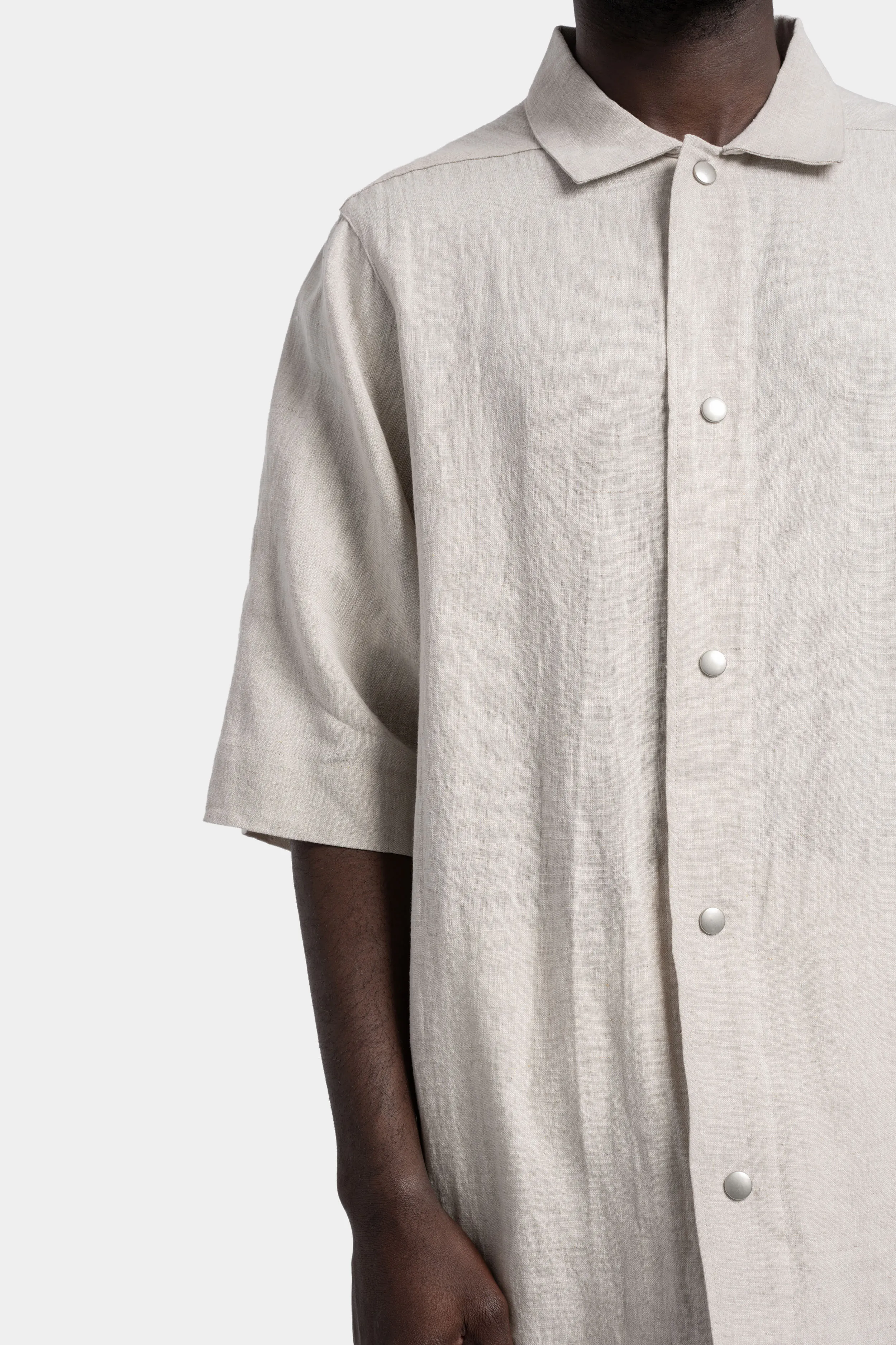 Relaxed linen short sleeve  shirt, Grey