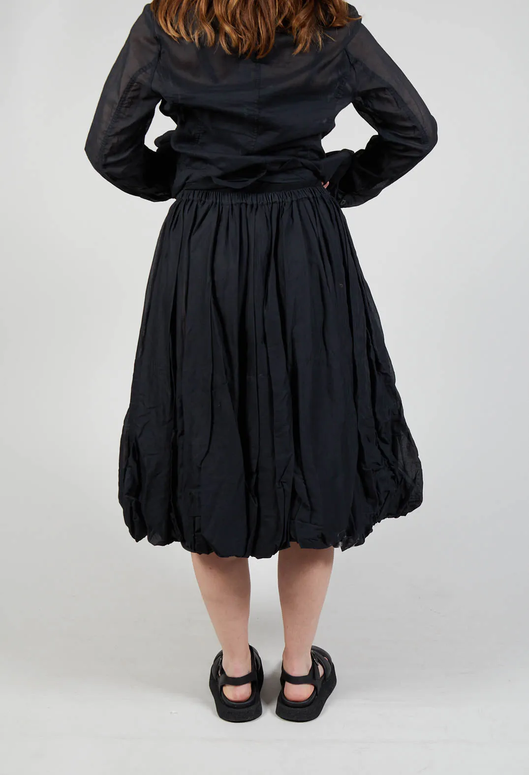 Ruched Balloon Skirt in Black Stiff