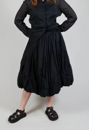 Ruched Balloon Skirt in Black Stiff