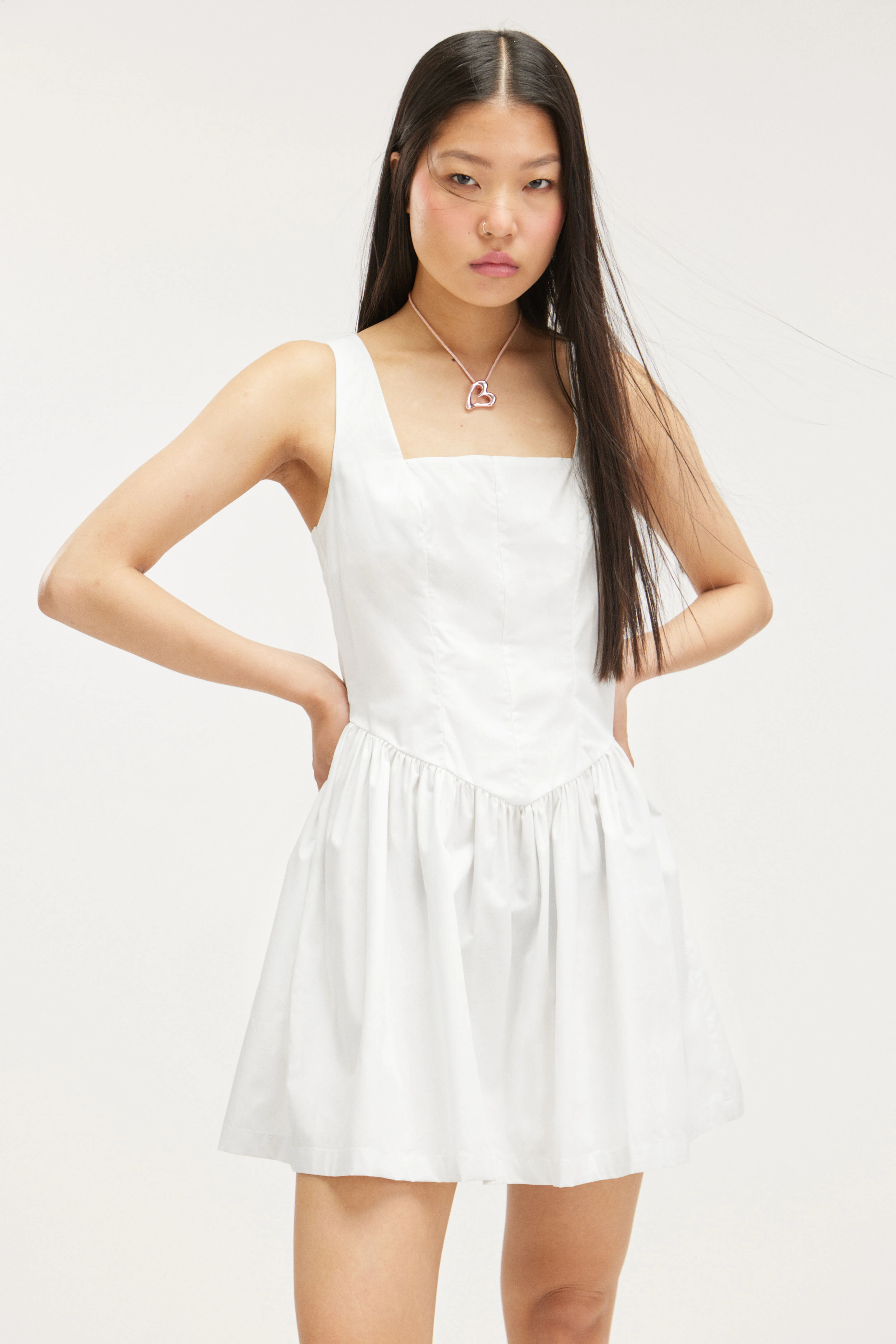 Ruched sleeveless mini dress - Sleeveless - White - Ladies | H&M GB