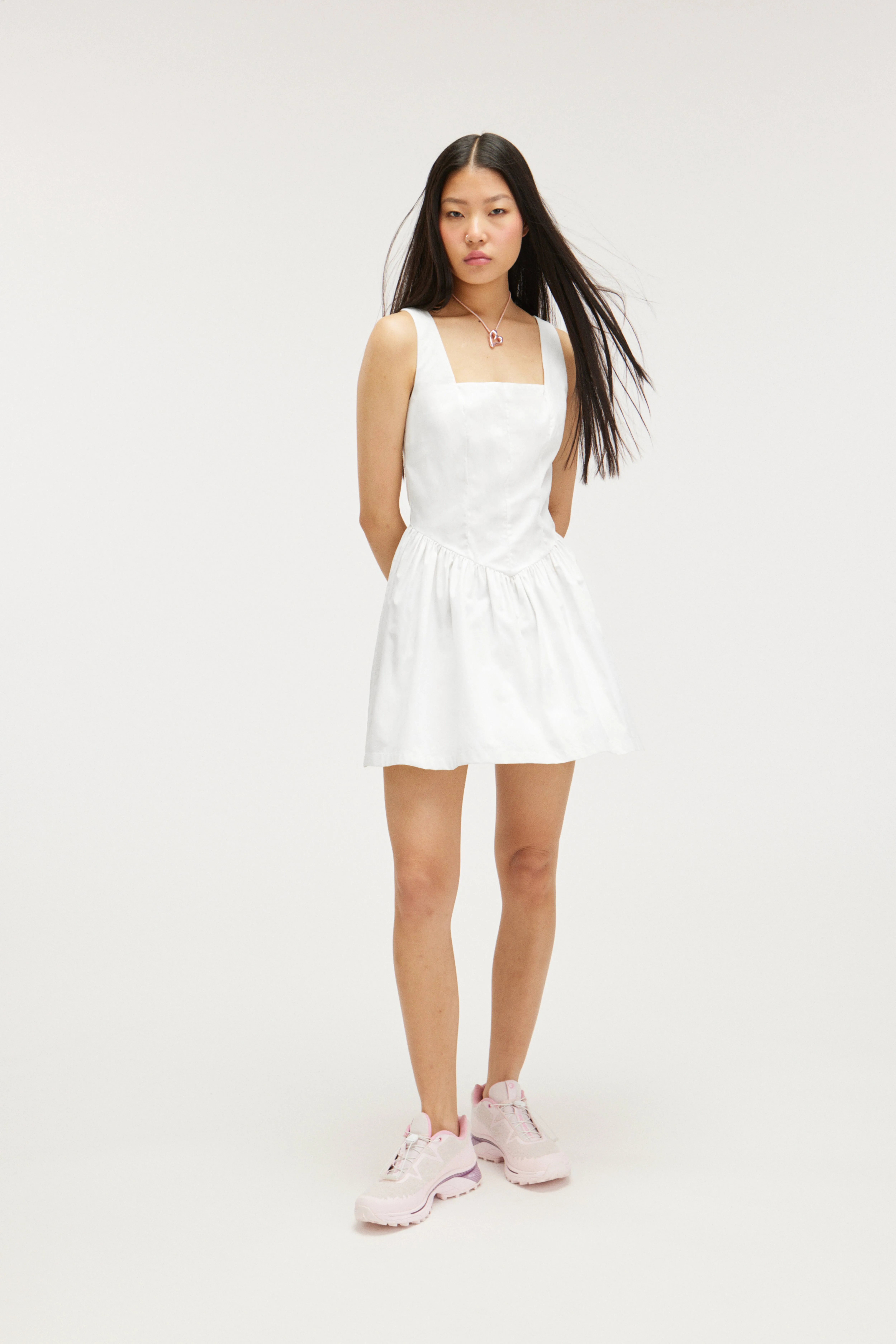 Ruched sleeveless mini dress - Sleeveless - White - Ladies | H&M GB