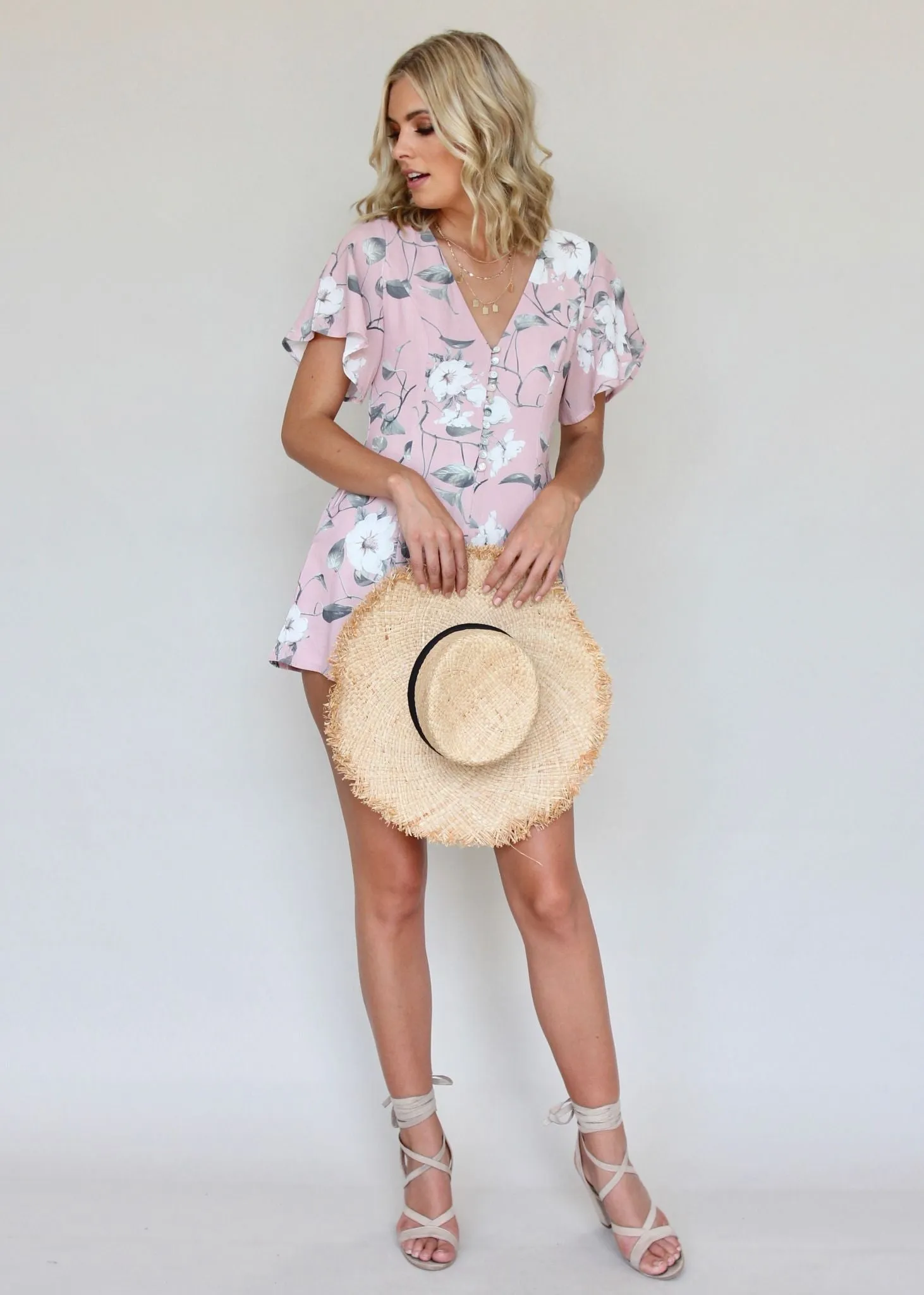 Run With Me Playsuit - Pink/White