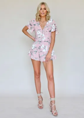 Run With Me Playsuit - Pink/White