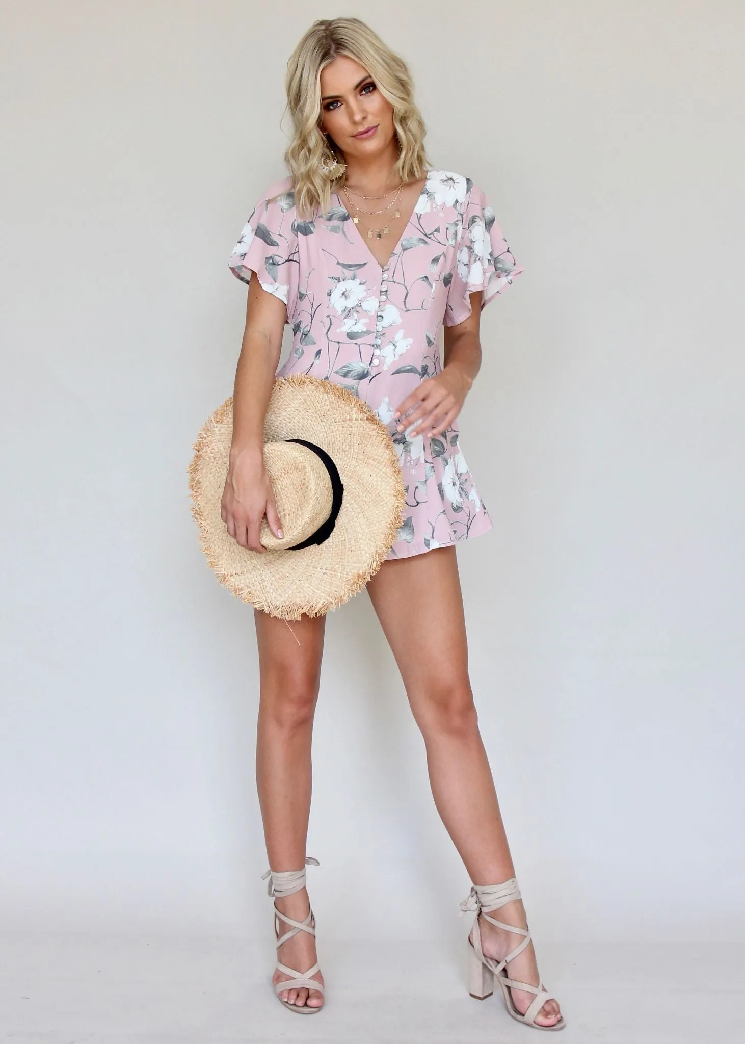 Run With Me Playsuit - Pink/White