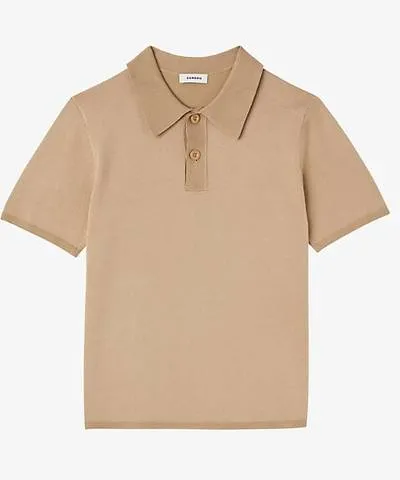 Sandro Mens Naturels Stretch-woven polo-shirt