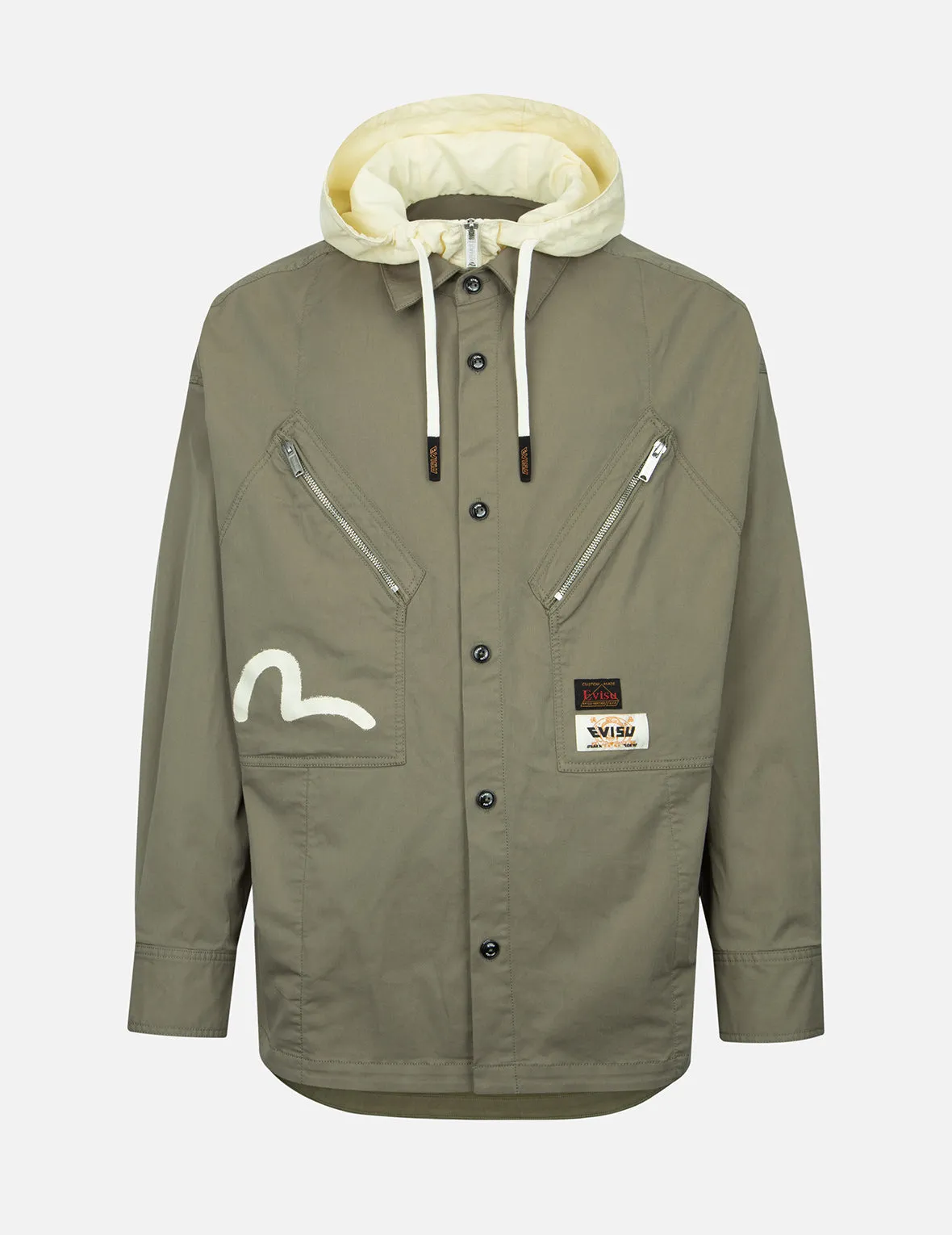 Seagull and Slogan Print Hooded Mock 2-in-1 Jacket