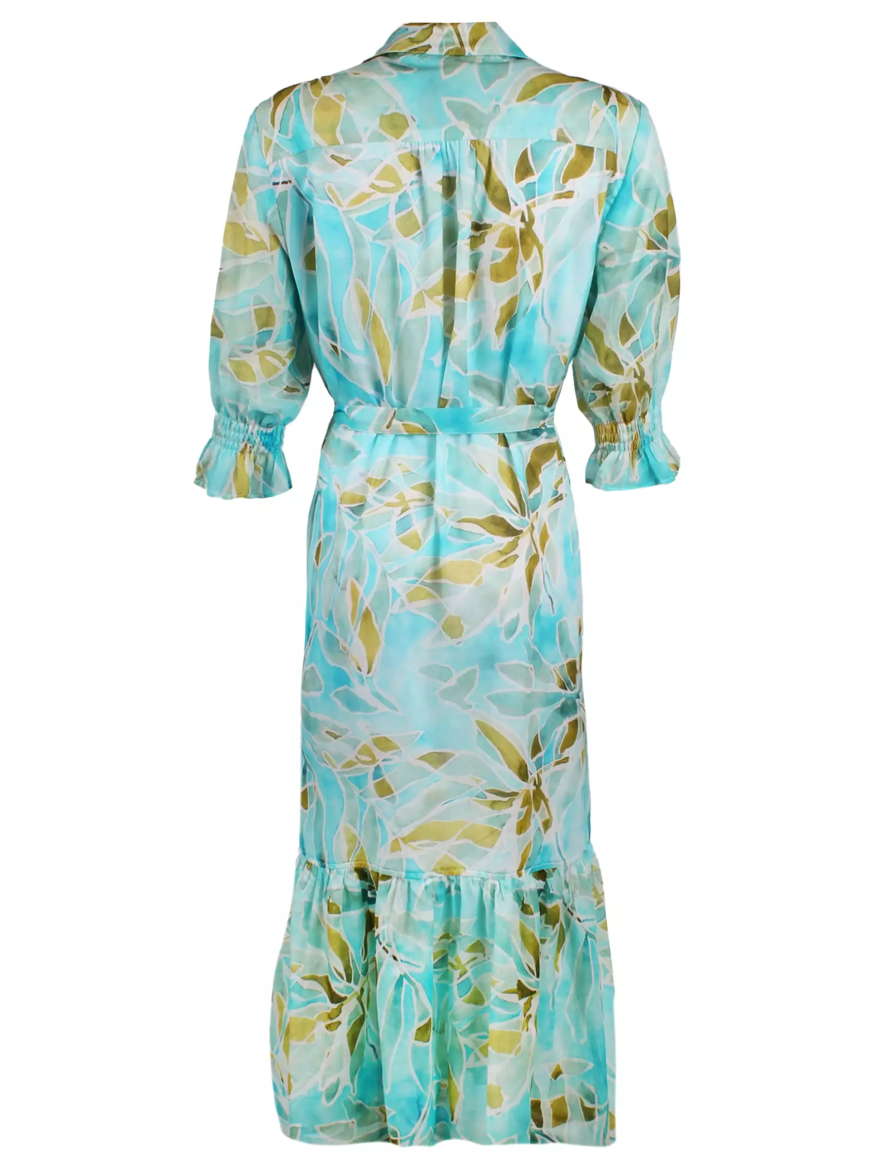 Sienna Shirt Dress Blue/Green Seaweed Print