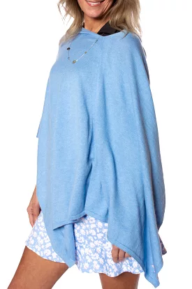 Sky Blue Cotton Cashmere Poncho