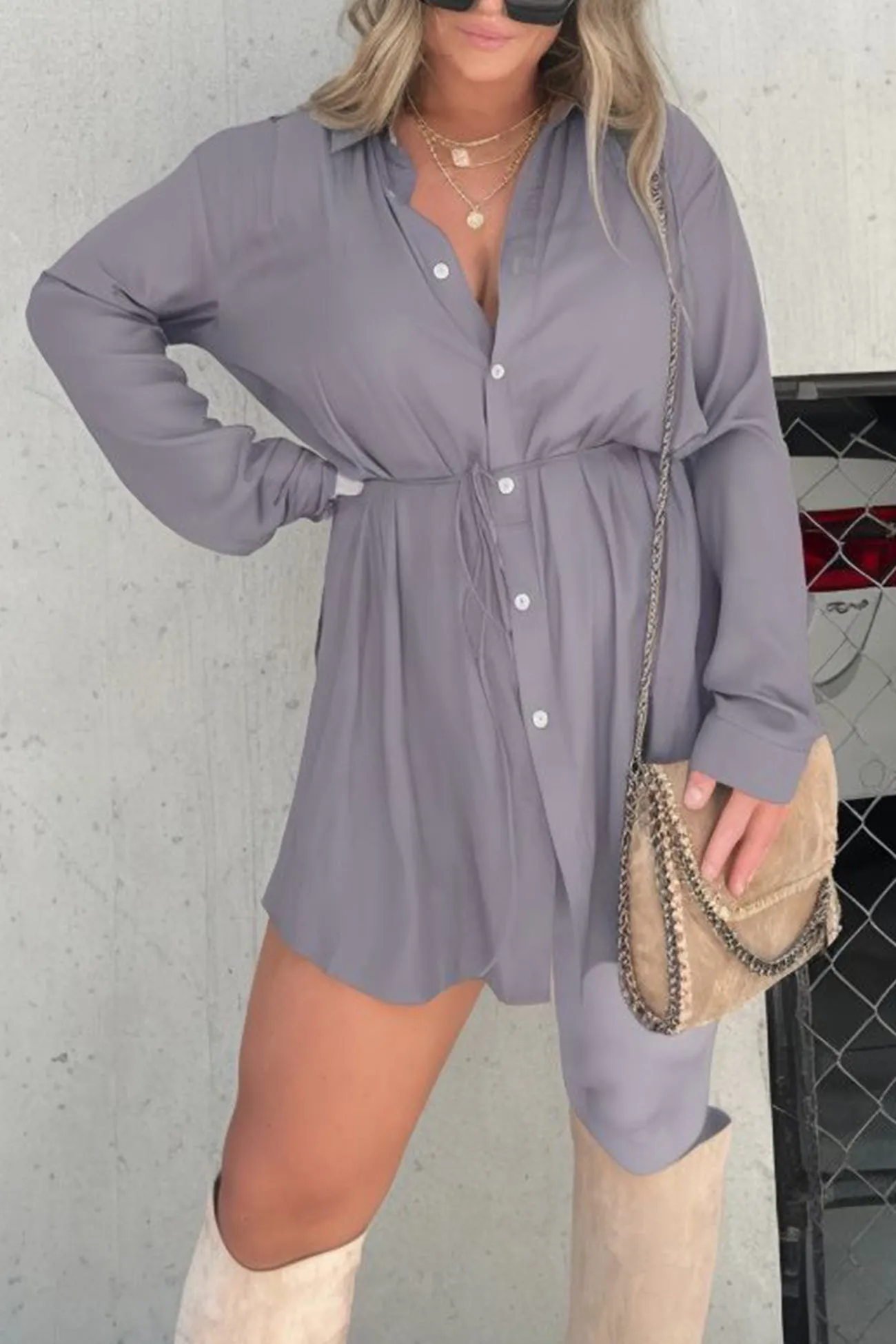 Solid Fake Two-piece Blouse Rompers