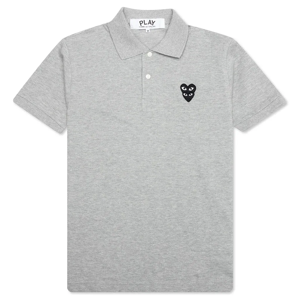 Stacked Heart Polo Shirt - Grey