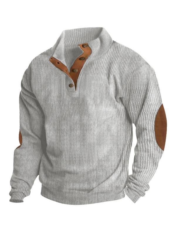 Stand Collar Corduroy Men Sweatshirt