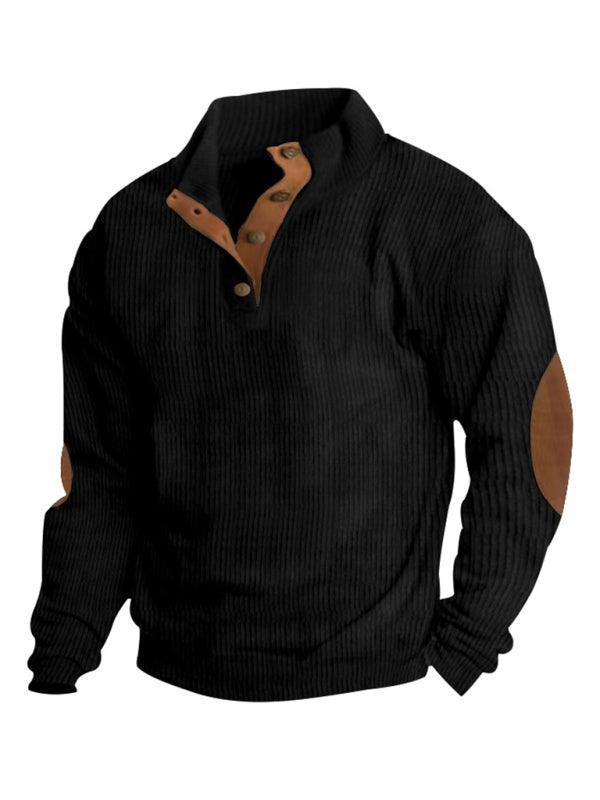 Stand Collar Corduroy Men Sweatshirt