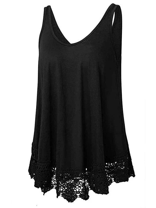 Stylish Lace Sleeveless Plus Size Cotton Vest for Women