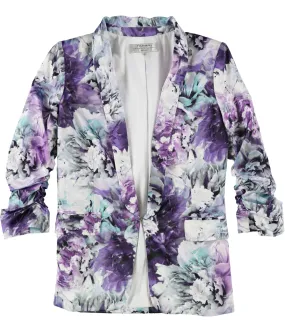 Tahari Womens Shawl Collar Floral One Button Blazer Jacket