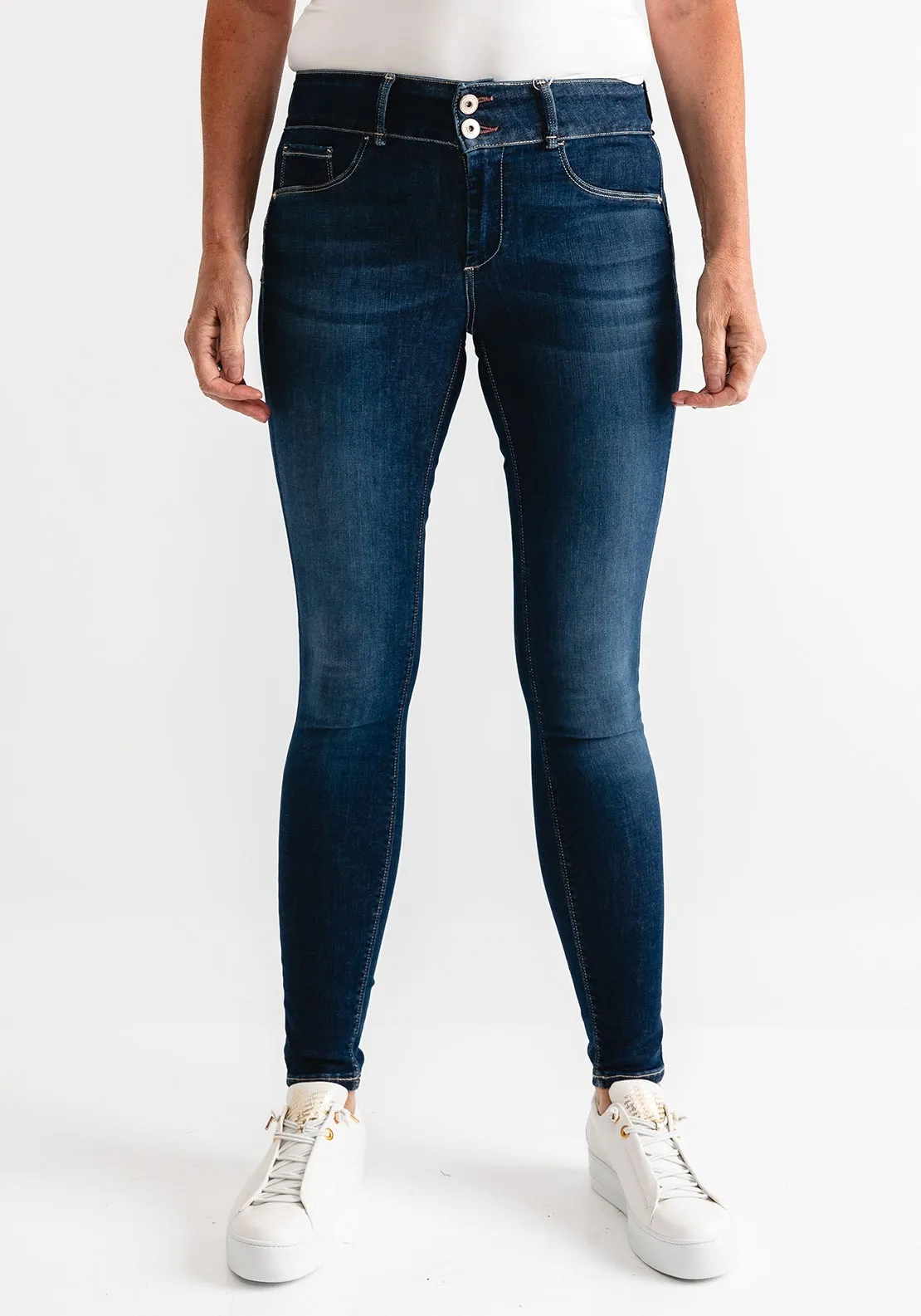 Tiffosi One Size Double Up Skinny Jeans, Dark Blue Denim