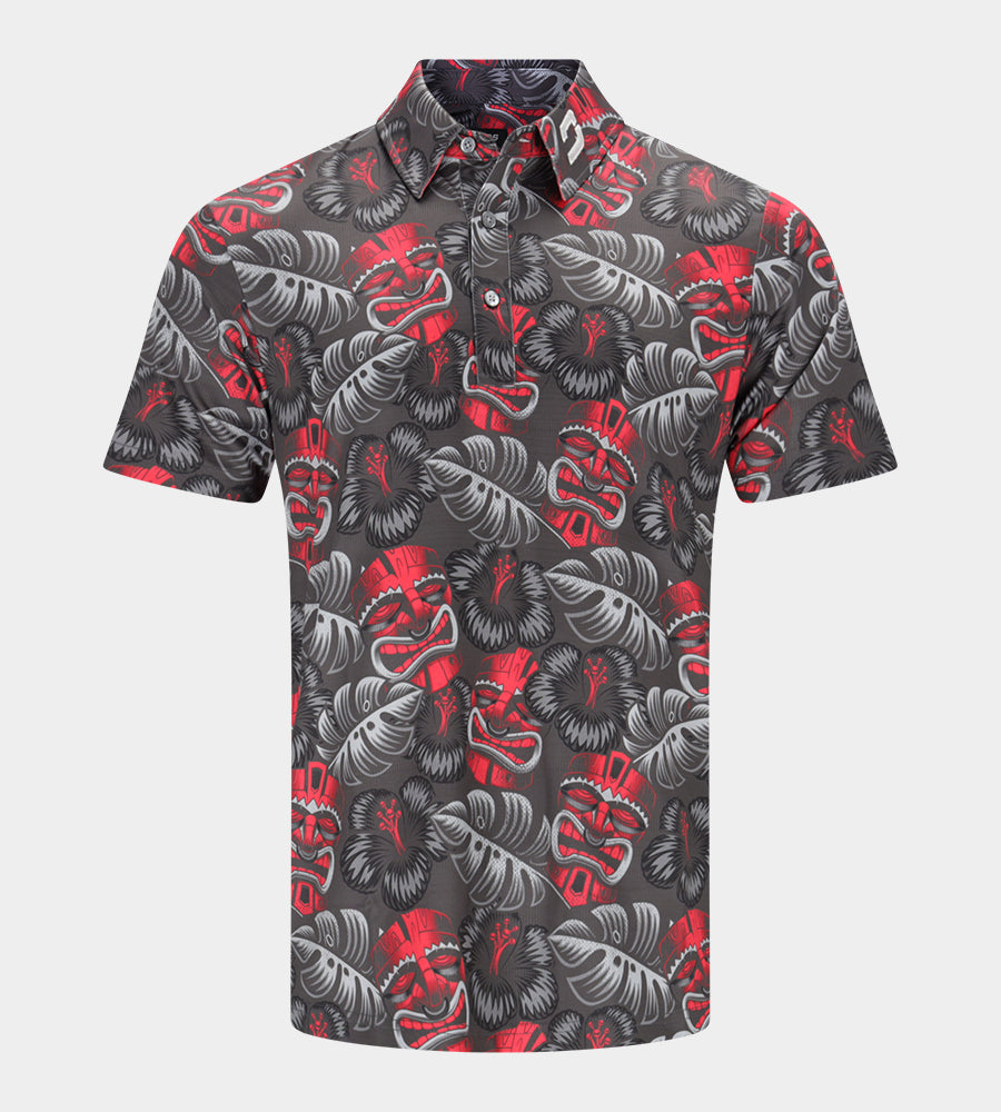 TIKI POLO - CHARCOAL / RED