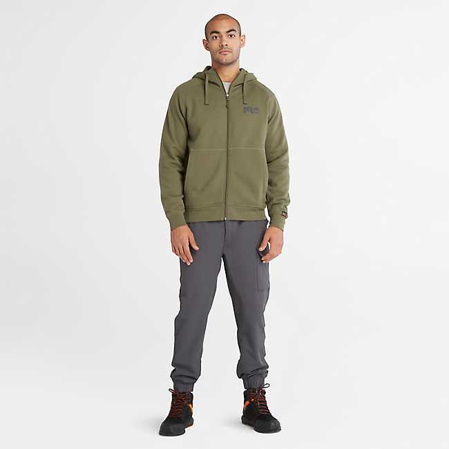 Timberland Pro Men's Hood Sport Zip Front Sweatshirt -Olive- TB0A64RNH08