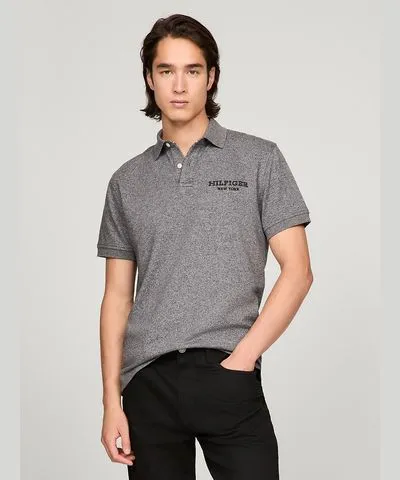 Tommy Hilfiger Men's Regular Fit Monotype Mouline Polo