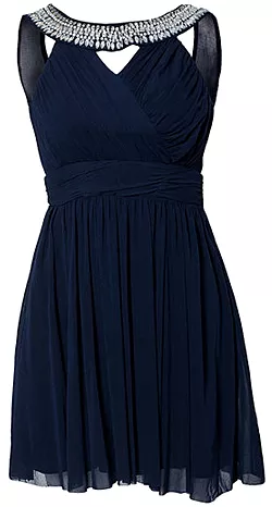 Trim Cross Front Dress Blue