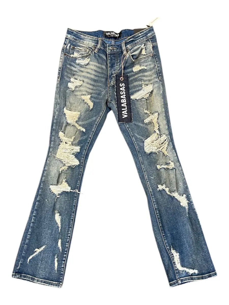 Valabasas Thrashed Vintage Wash Blue Straight jeans (VLBSSR002)