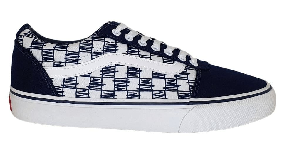 VANS MEN'S WARD LOW NAVY SCRIBBLE SHOES