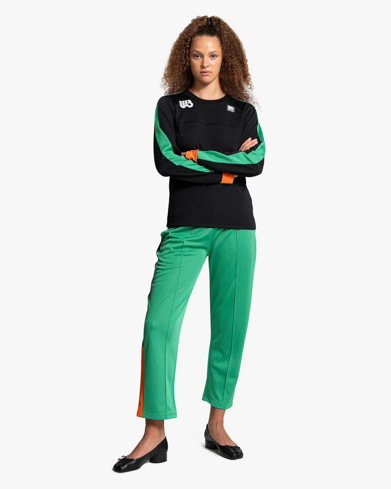 Wales Bonner Commune Trackpant in Green-Black/Orange