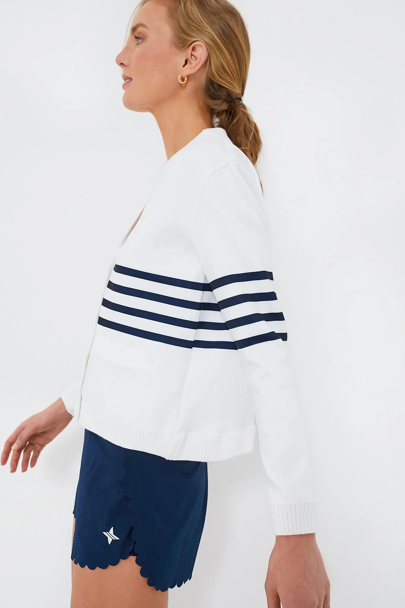 White Striped Charley Cardigan