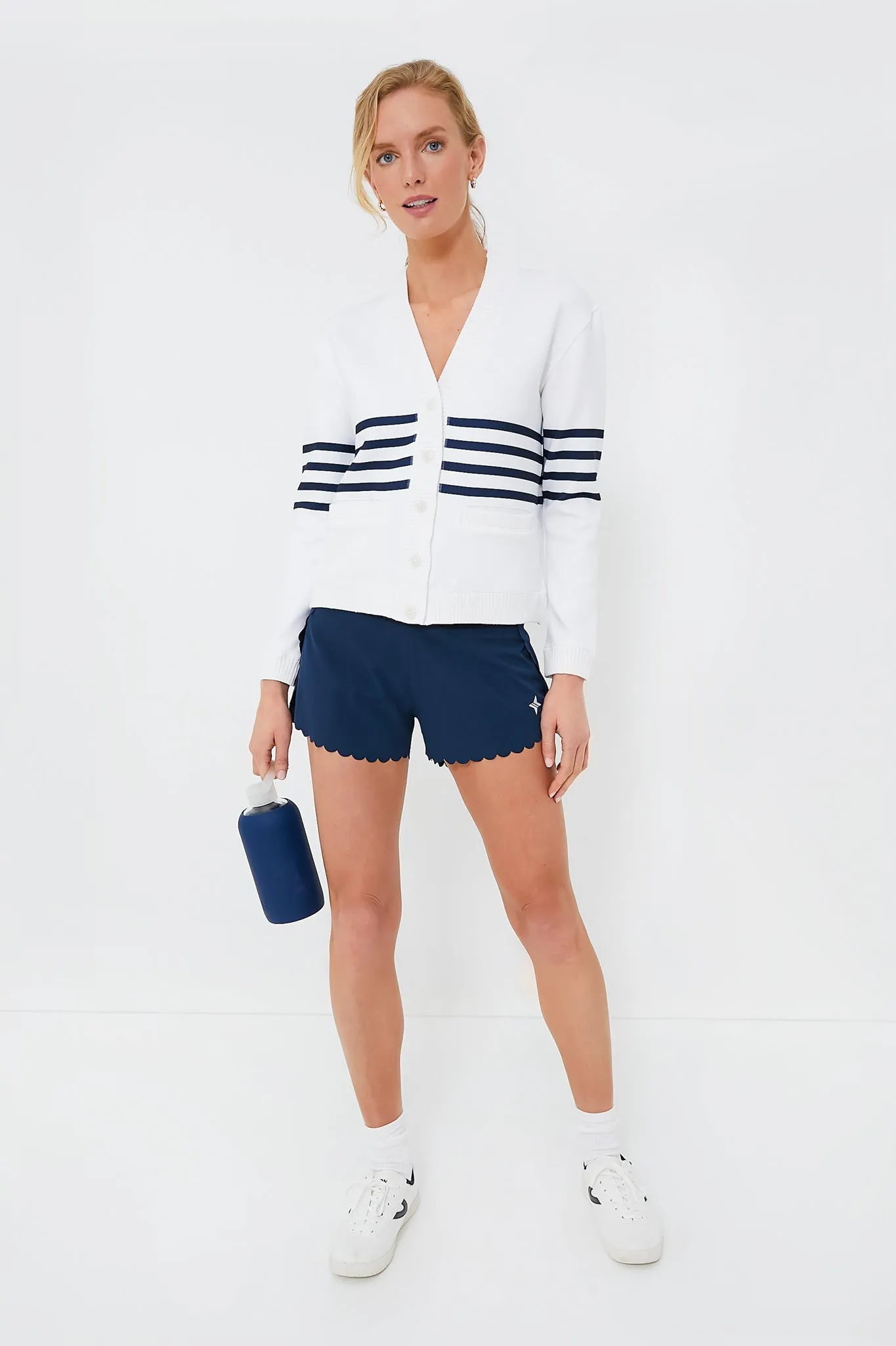 White Striped Charley Cardigan