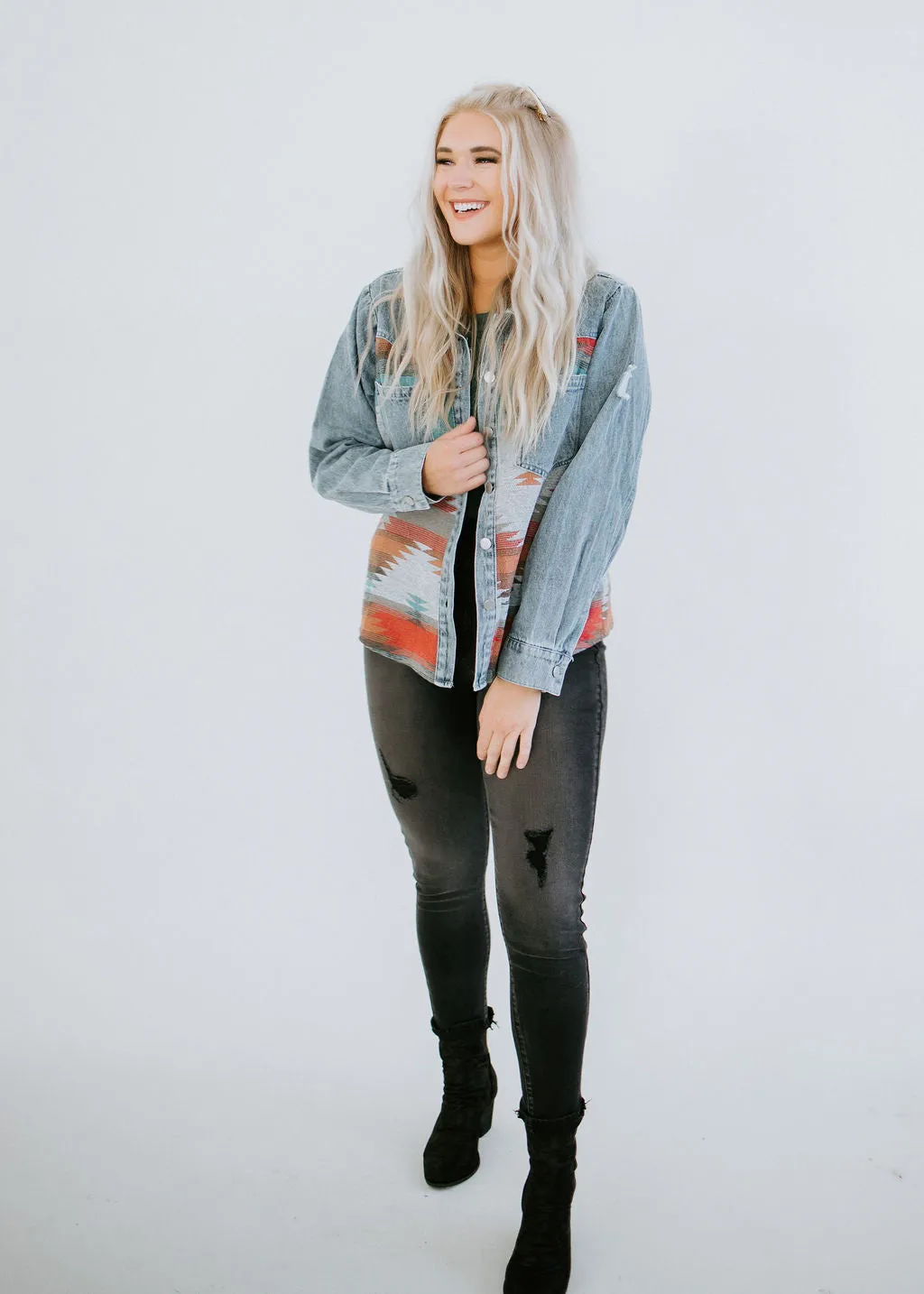 Wild Western Contrast Denim Jacket